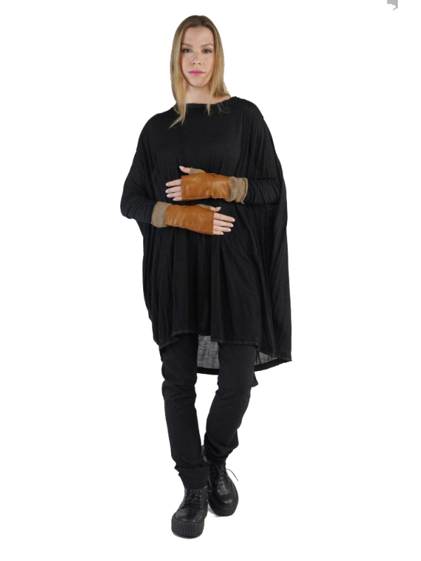 Rundholz - HandSchuhe 2-teilig Leder und Kaschmir black - 2241802003