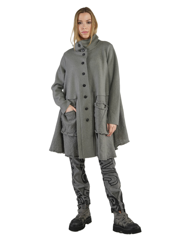 Rundholz Black Label - Jacke in A-Linie mit Koffertaschen gekochte Wolle + Filz Oversize Black - 2243881102