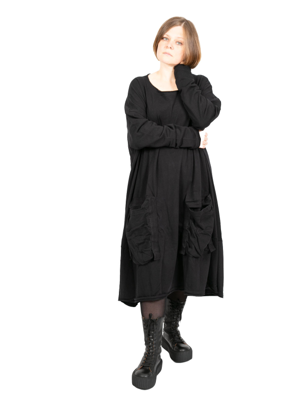 Rundholz Black Label - BallonKleid mit Koffertaschen Sweater Cotton Oversize black - 2243250903