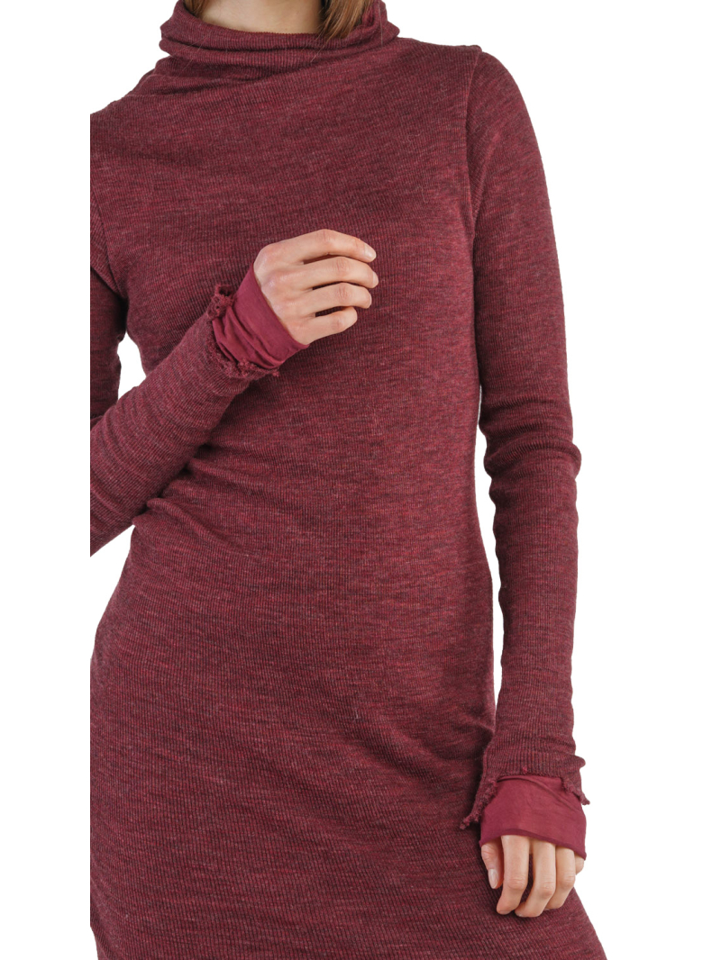 Rundholz - Shirt Rollkragen doppellagig Jersey Wolle destroyed Look Black Melange - 2241180503