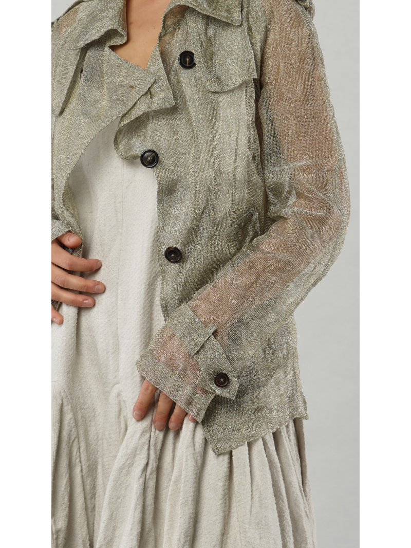 Rundholz - Hüftlange silber gold mesh jacke - 1251181104