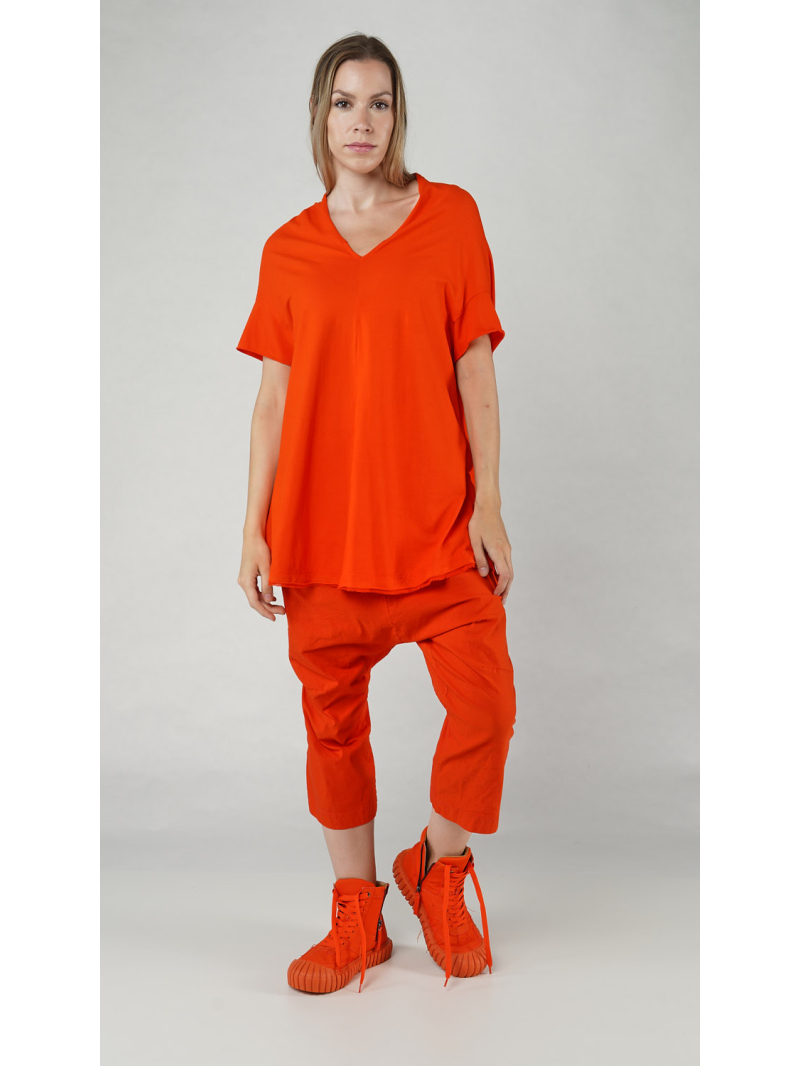 Rundholz DIP - Hüftlanges baumwoll crepe jersey cupro t-shirt mit platziertem druck - 1252560512