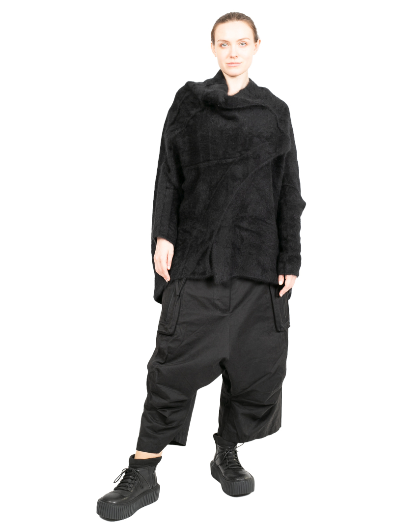 Rundholz - Pullover Cape Asymmetrie Waschbär Black - 2241410703