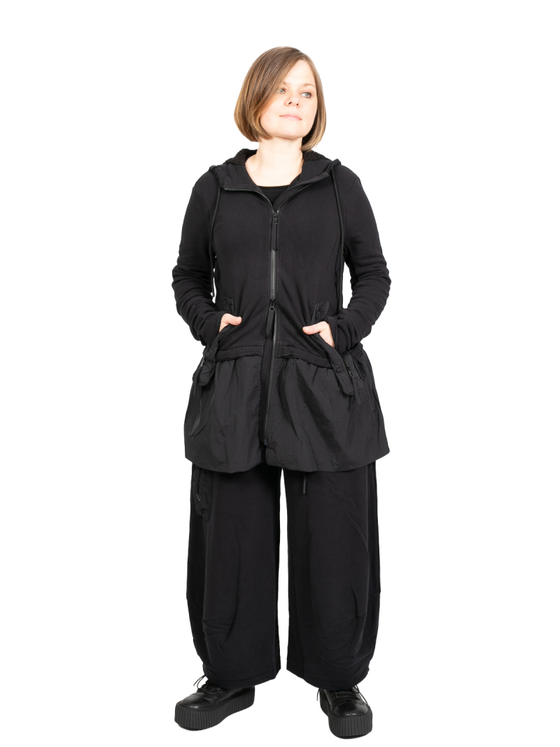 Rundholz Black Label - Sweaterjacke mit Kapuze und Techno Volant Black - 2243511126