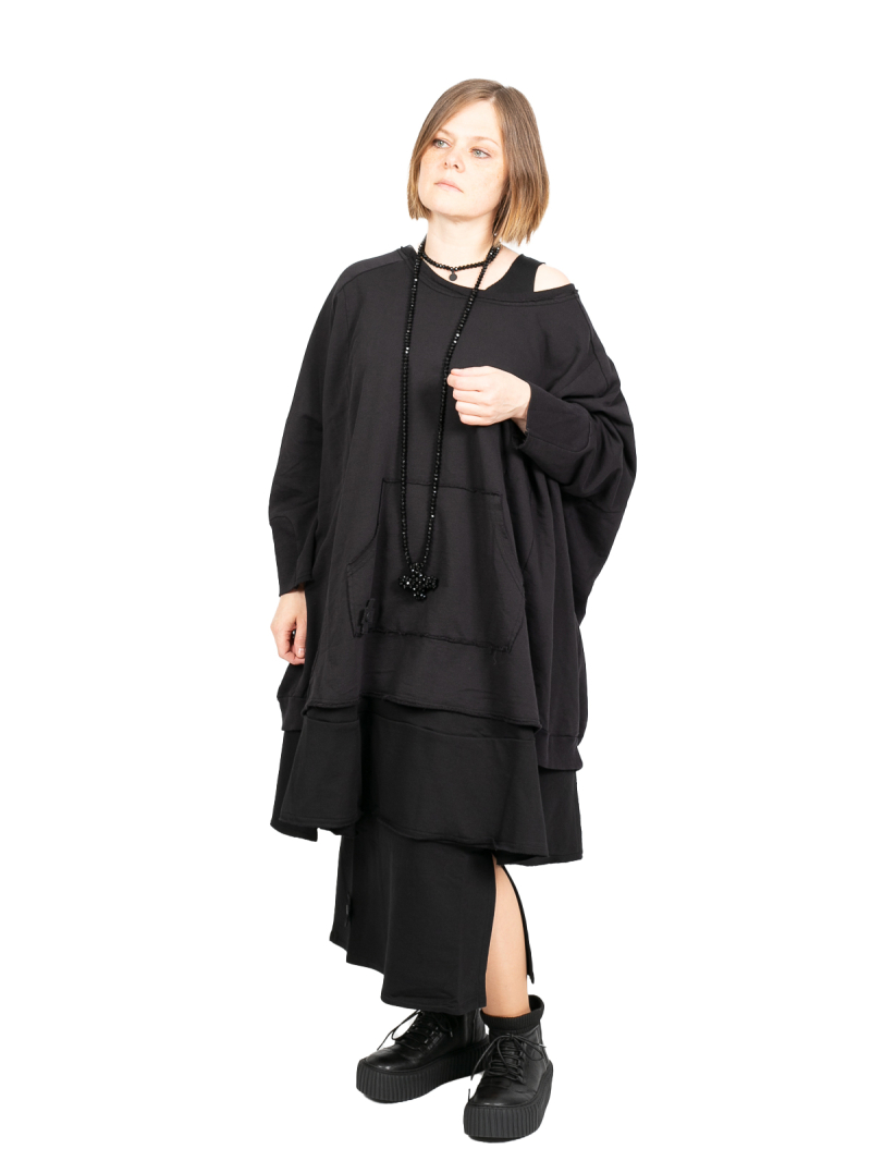 Pluslavie (Plü) - weiter longer Pullover - Wide Long Sweat Black