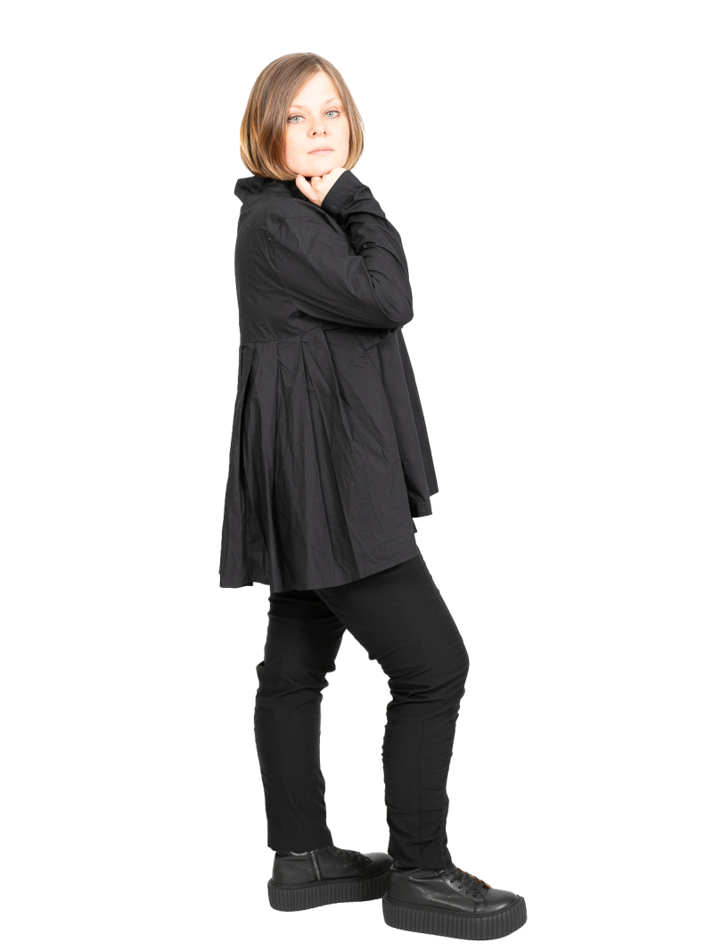 Rundholz Black Label - Shirt blouse ruched at the back with breast pocket Poplin Black - 2243320413