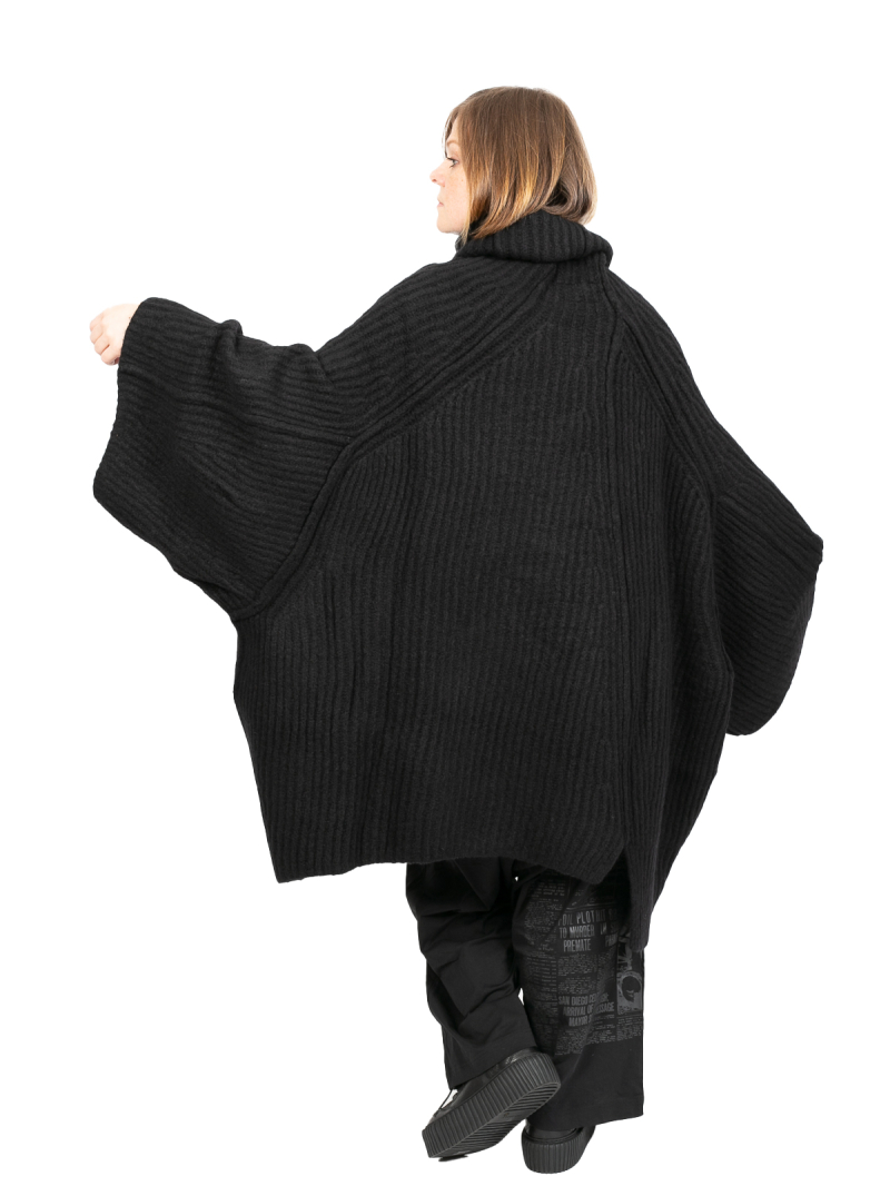 Rundholz DIP - Pull à col roulé en grosse maille avec manches larges en laine Oversize black Black Melange - 2242447002