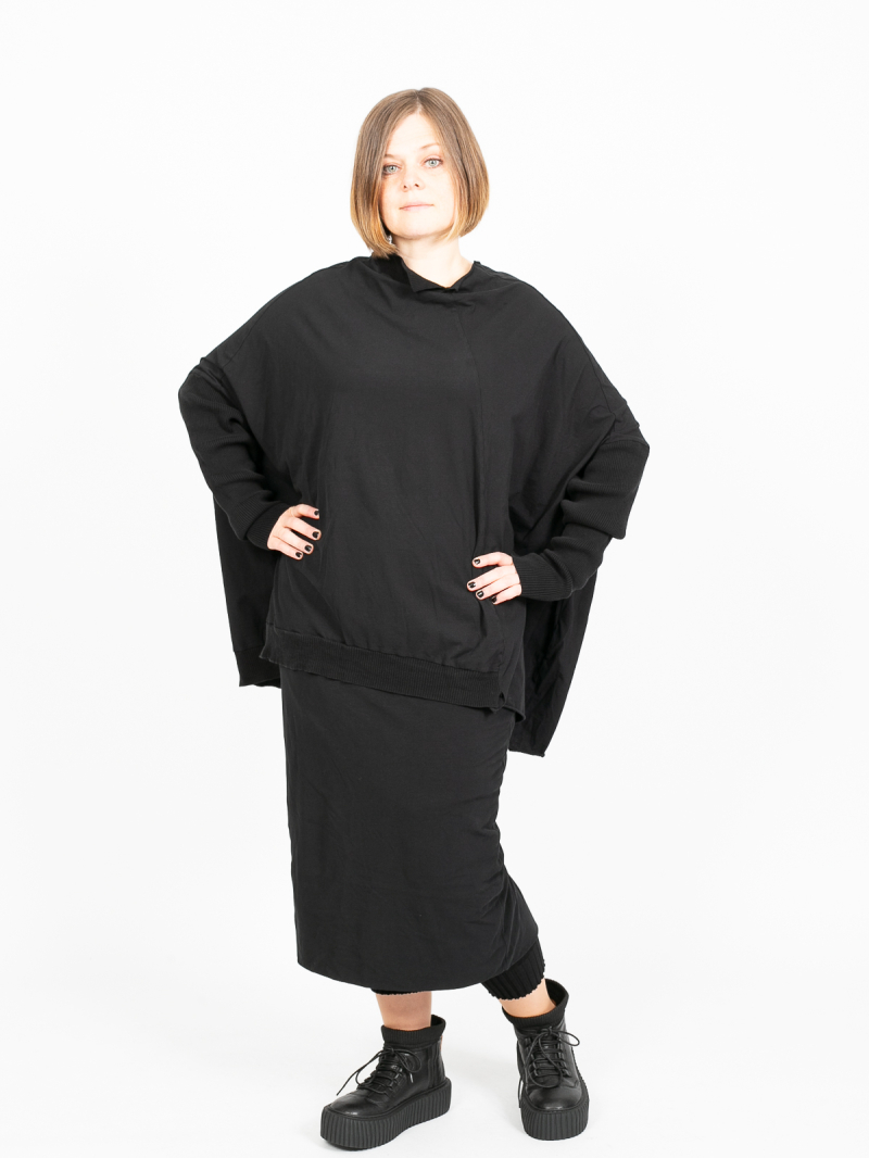 Rundholz DIP - Лонгслив с трикотажными рукавами oversize из хлопкового джерси черного цвета - 2242560506