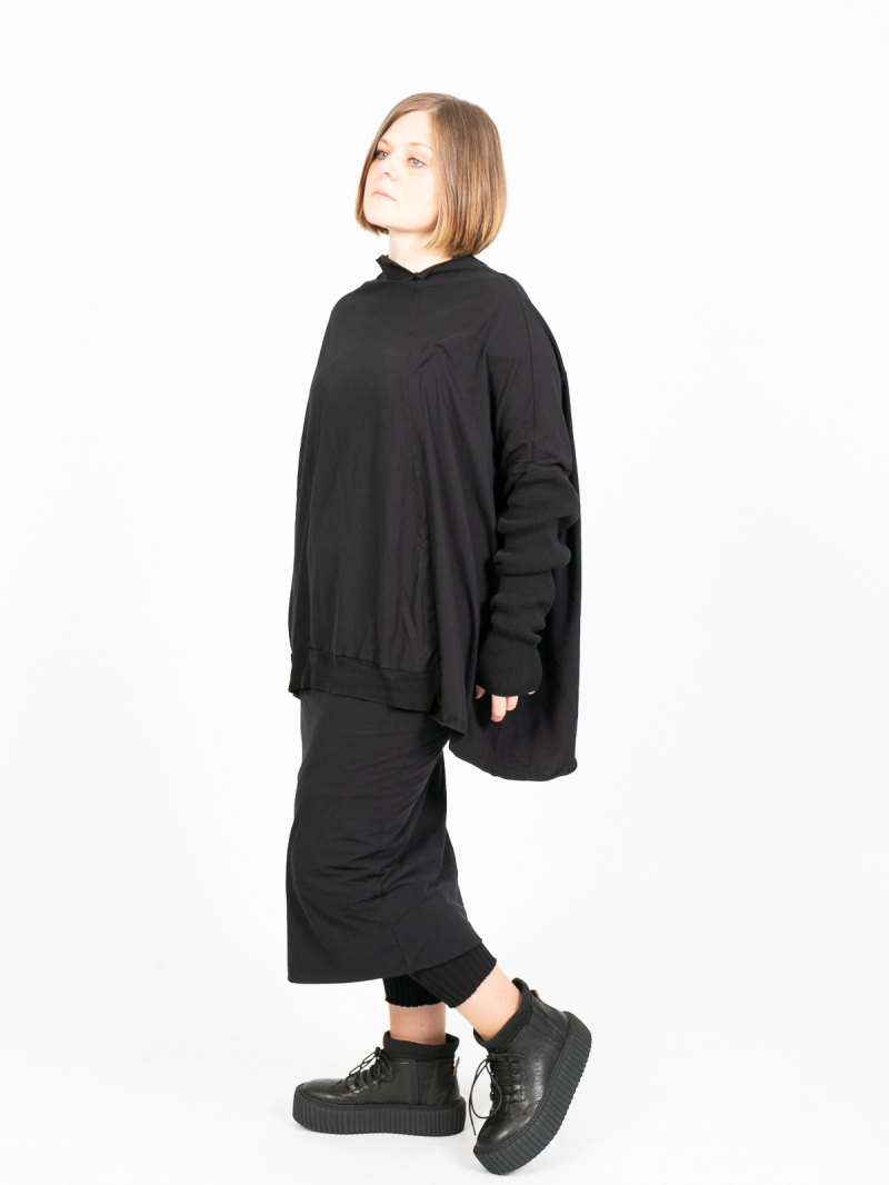 Rundholz DIP - Лонгслив с трикотажными рукавами oversize из хлопкового джерси черного цвета - 2242560506