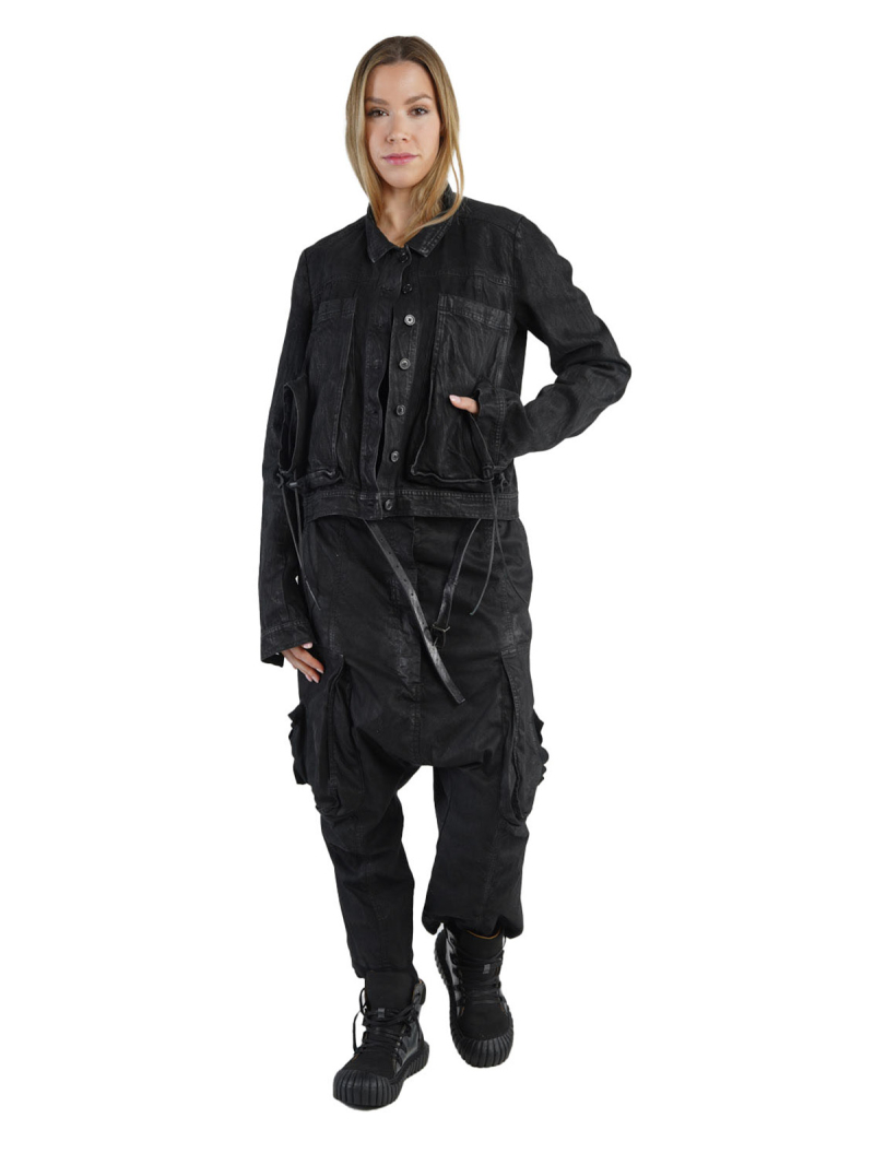 Rundholz DIP - Jeans Kurzjacke mit Augentaschen Black - 2242031103