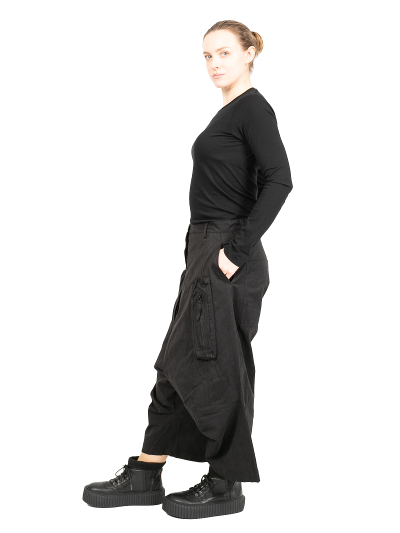 Rundholz Black Label - Weite Hose mit tieferm Schritt und Koffertaschen Black - 2243230105