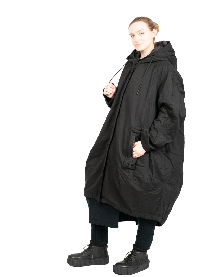 Rundholz Black Label - Mantel Parka mit Kapuze und integrierter Weste wattiert Black - 2243231202