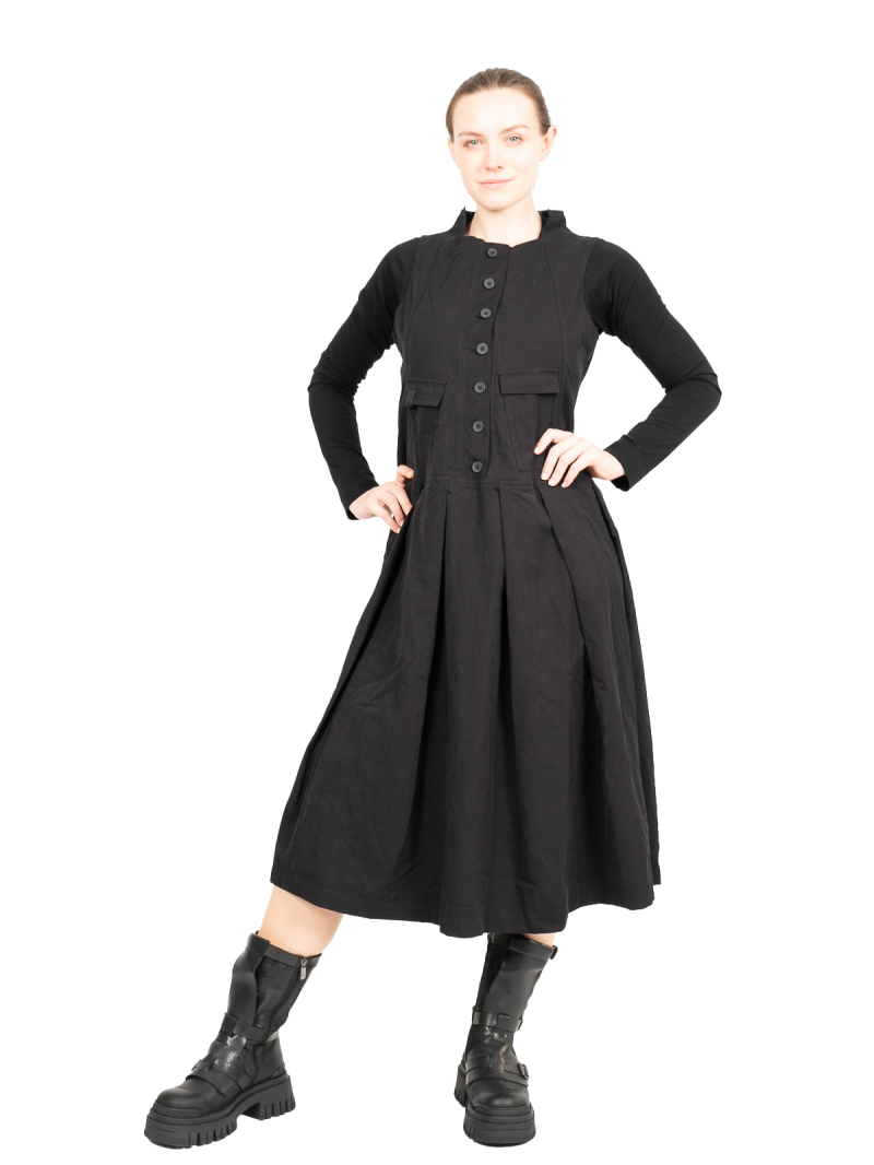 Rundholz Black Label - Kleid mit Falten und dekorativen Pattentaschen ärmellos Black - 2243300907