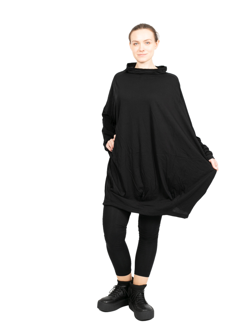 Rundholz Black Label - ShirtKleid in Ballonform mit Falten am Saum Oversize Black - 2243370928