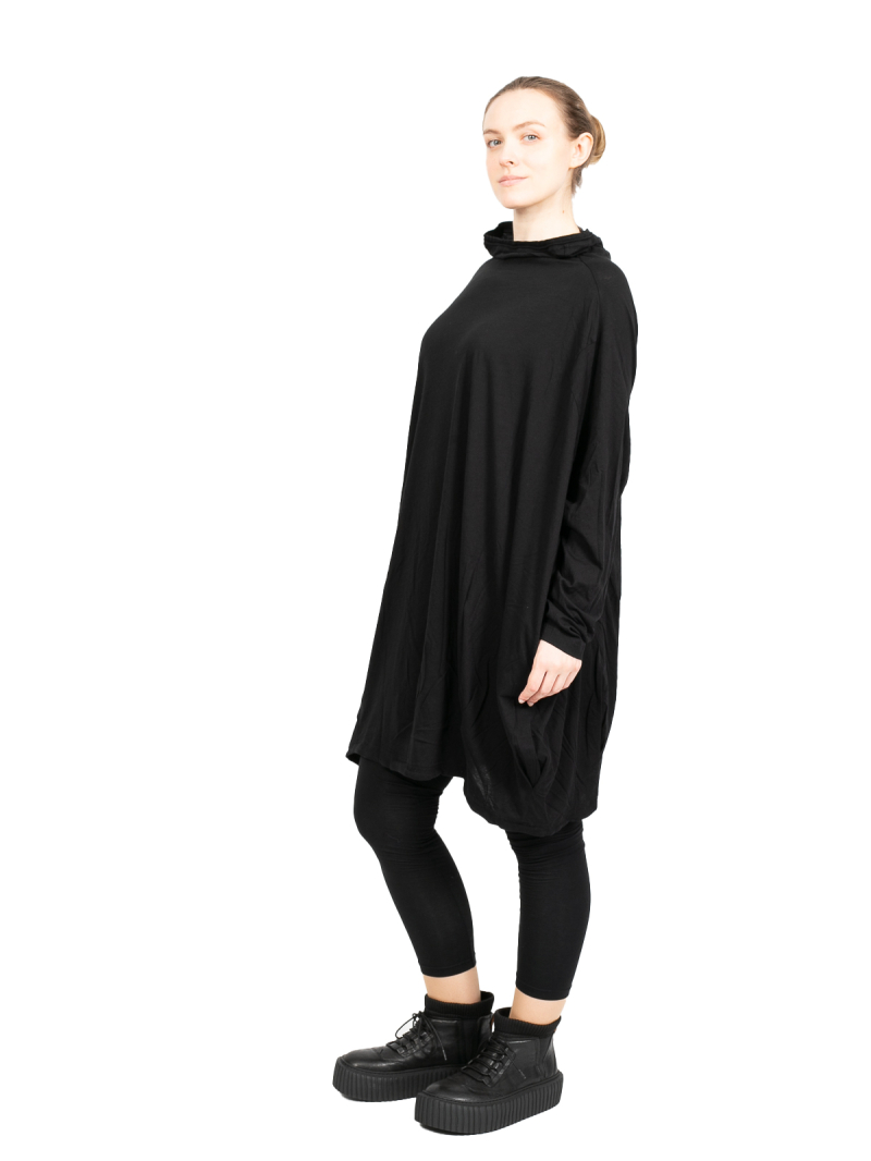 Rundholz Black Label - ShirtKleid in Ballonform mit Falten am Saum Oversize Black - 2243370928