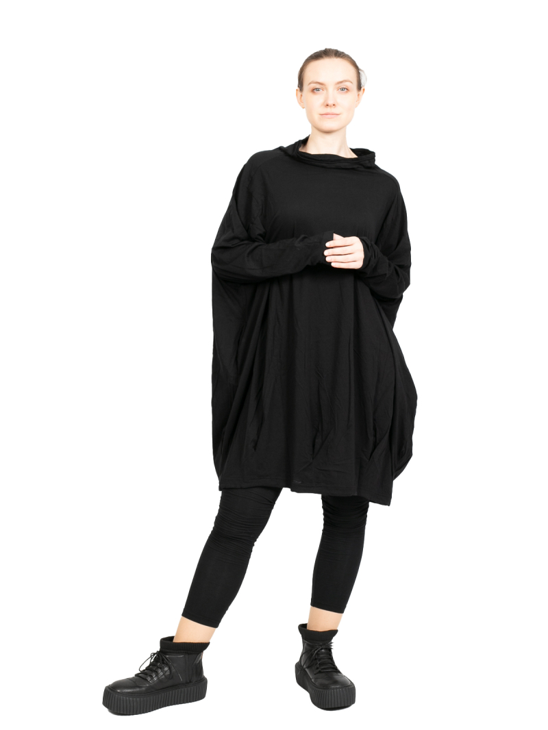 Rundholz Black Label - ShirtKleid in Ballonform mit Falten am Saum Oversize Black - 2243370928