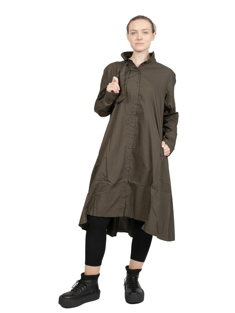 Rundholz Black Label - Kleid hinten gerüscht mit Brusttasche Popeline Jungle - 2243320912