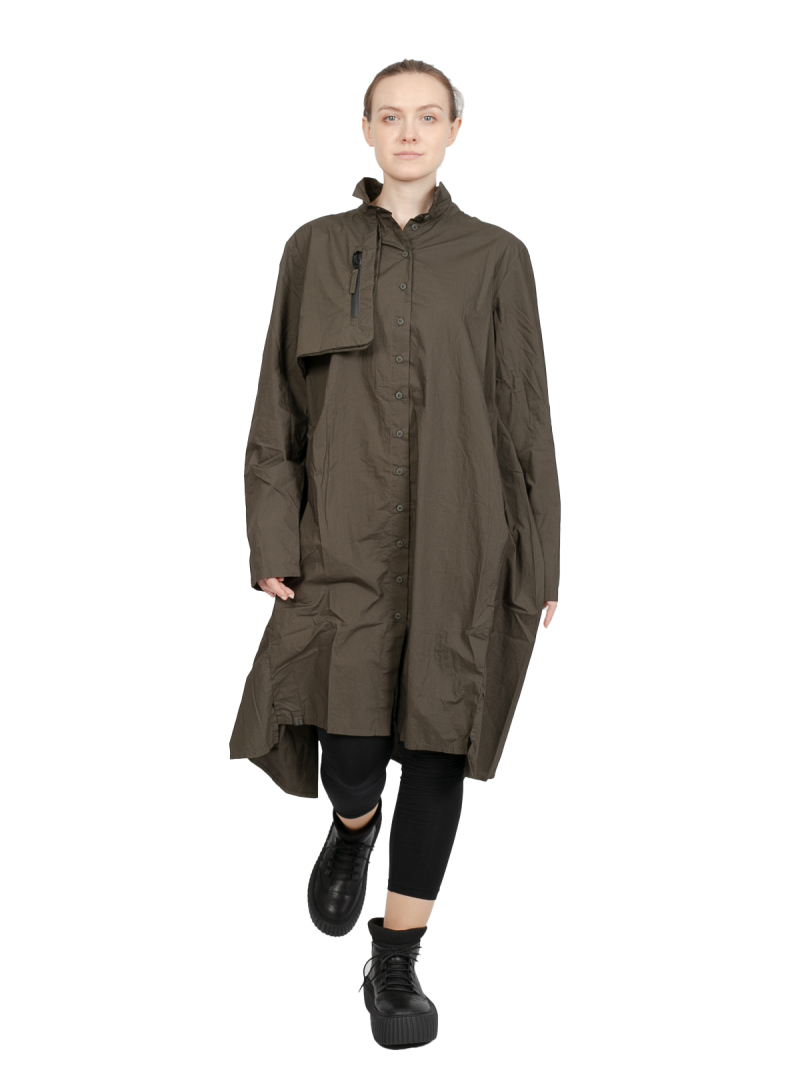 Rundholz Black Label - Kleid hinten gerüscht mit Brusttasche Popeline Jungle - 2243320912