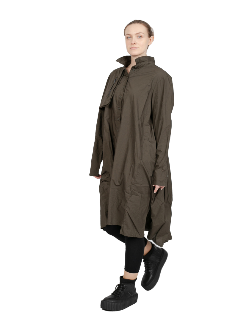 Rundholz Black Label - Kleid hinten gerüscht mit Brusttasche Popeline Jungle - 2243320912