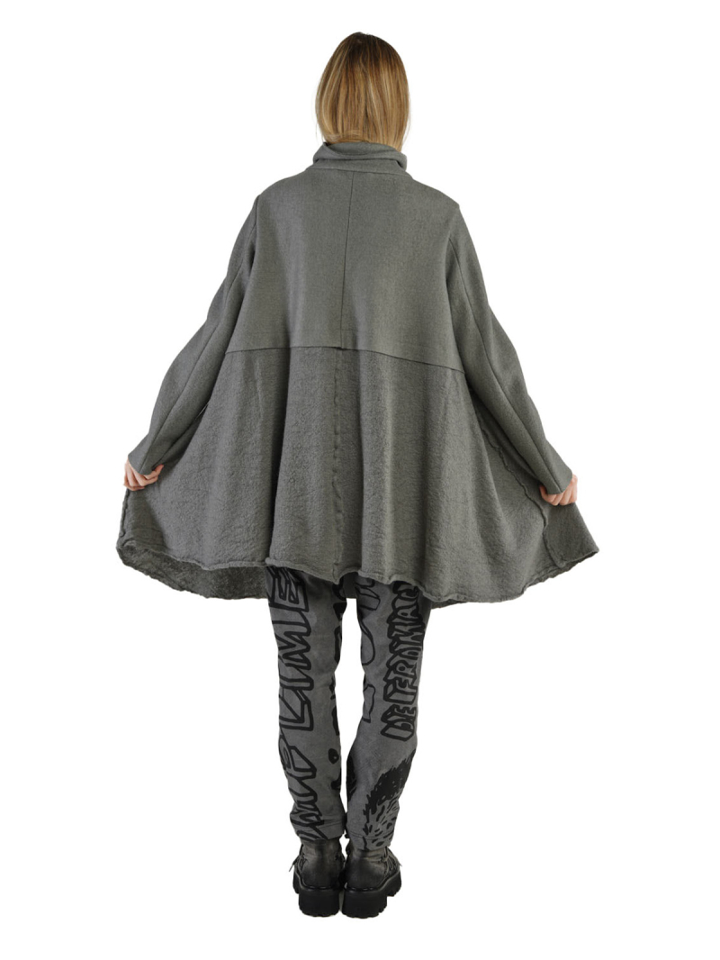 Rundholz Black Label - Jacke in A-Linie mit Koffertaschen gekochte Wolle + Filz Oversize Black - 2243881102