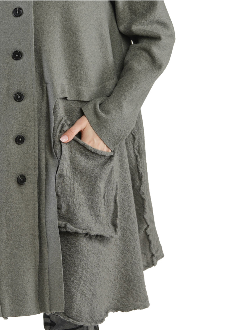 Rundholz Black Label - Jacke in A-Linie mit Koffertaschen gekochte Wolle + Filz Oversize Black - 2243881102