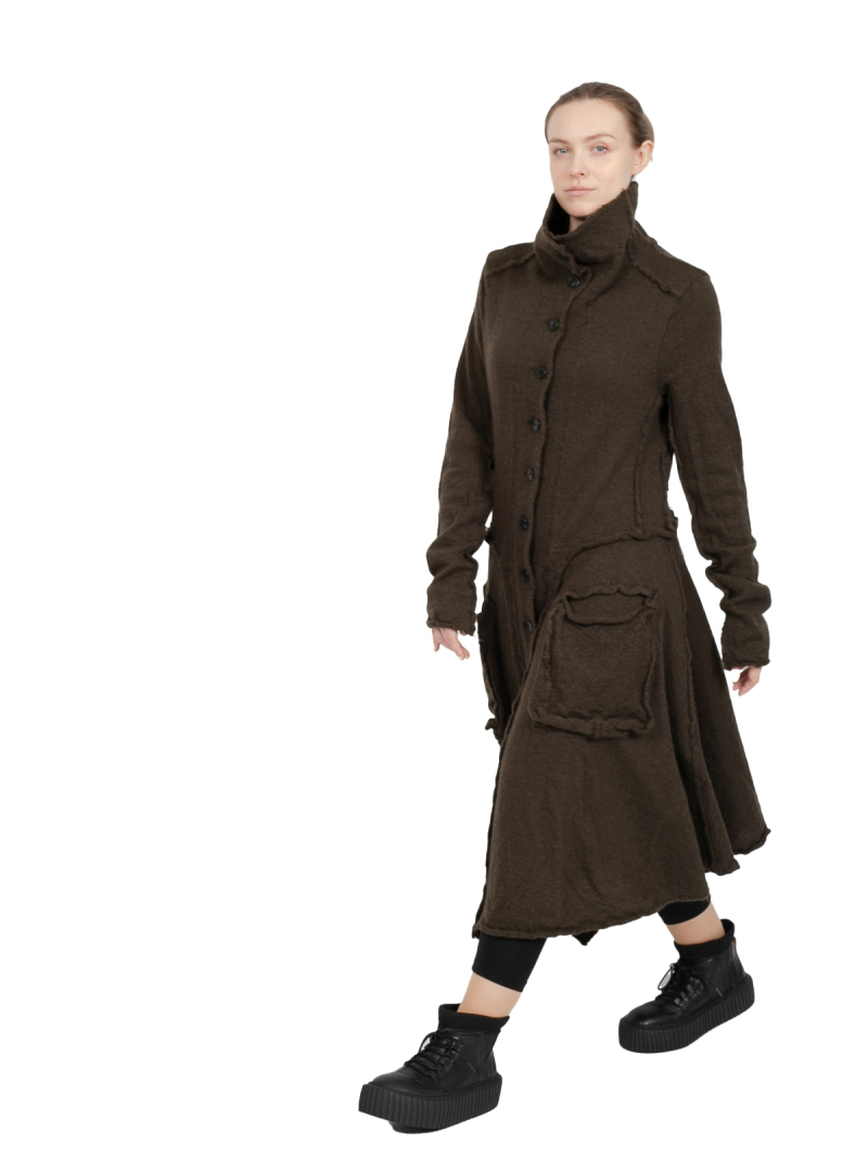 Rondin Black Label - Manteau en tricot avec poches à valise laine bouillie Jungle - 2243897208-