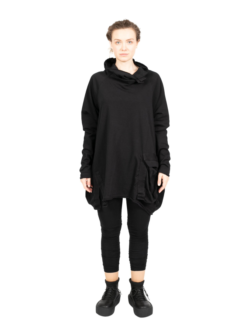 Rundholz Black Label - Sweater mit Stehkragen und Koffertasche Cotton Oversize black - 2243250505