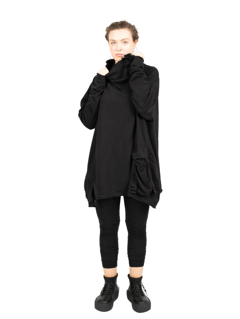 Rundholz Black Label - Sweater mit Stehkragen und Koffertasche Cotton Oversize black - 2243250505