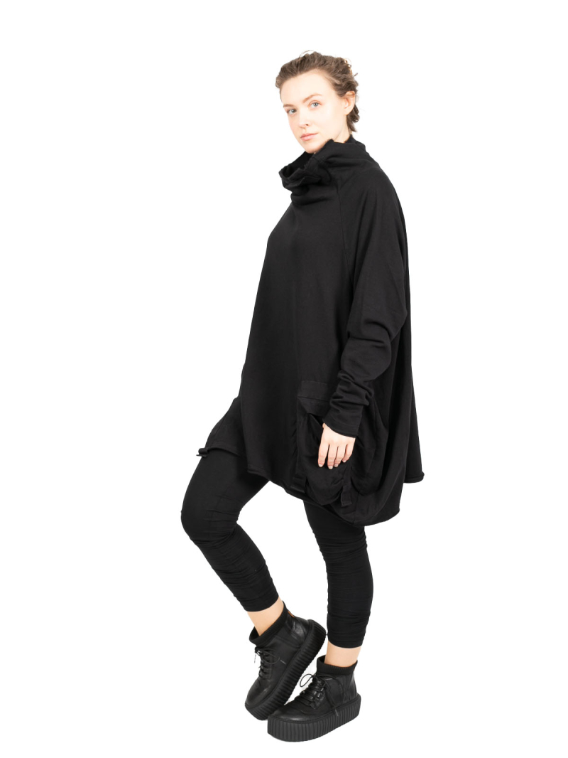 Rundholz Black Label - Sweater mit Stehkragen und Koffertasche Cotton Oversize black - 2243250505