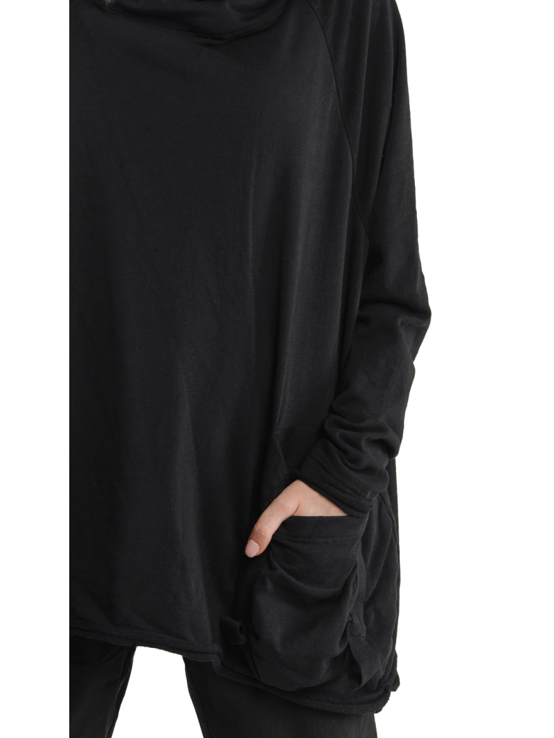 Rundholz Black Label - Sweater mit Stehkragen und Koffertasche Cotton Oversize black - 2243250505