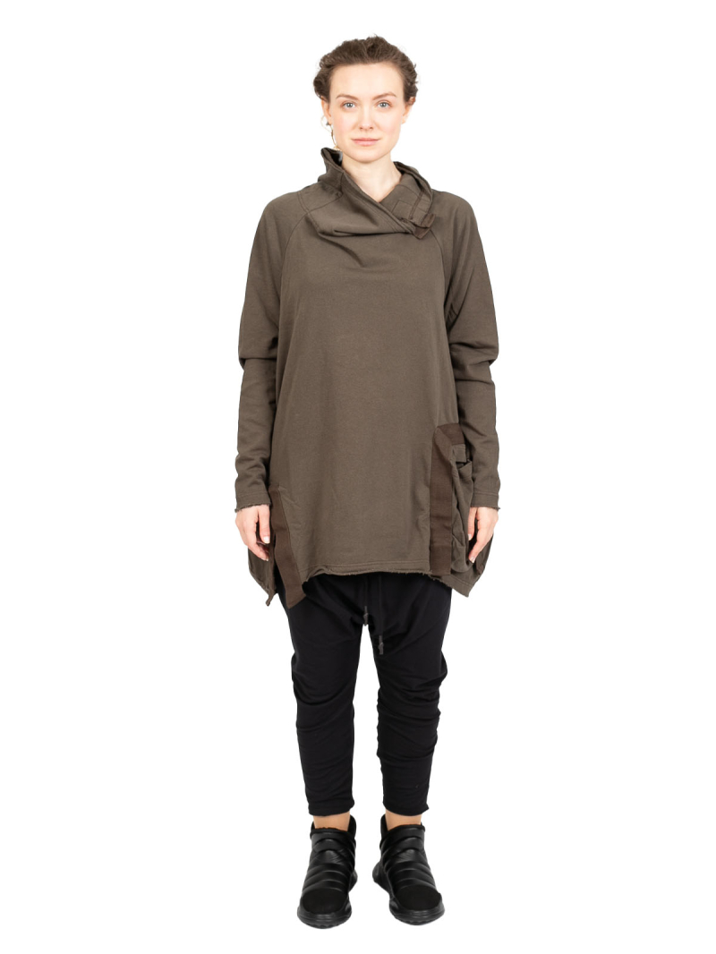 Rundholz Black Label - Sweater mit Stehkragen und Koffertasche Cotton Oversize jungle - 2243250505