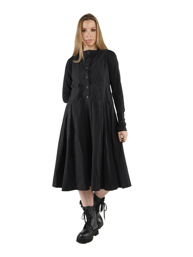 Rundholz Black Label - Kleid mit Falten und dekorativen Pattentaschen ärmellos Black - 2243300907