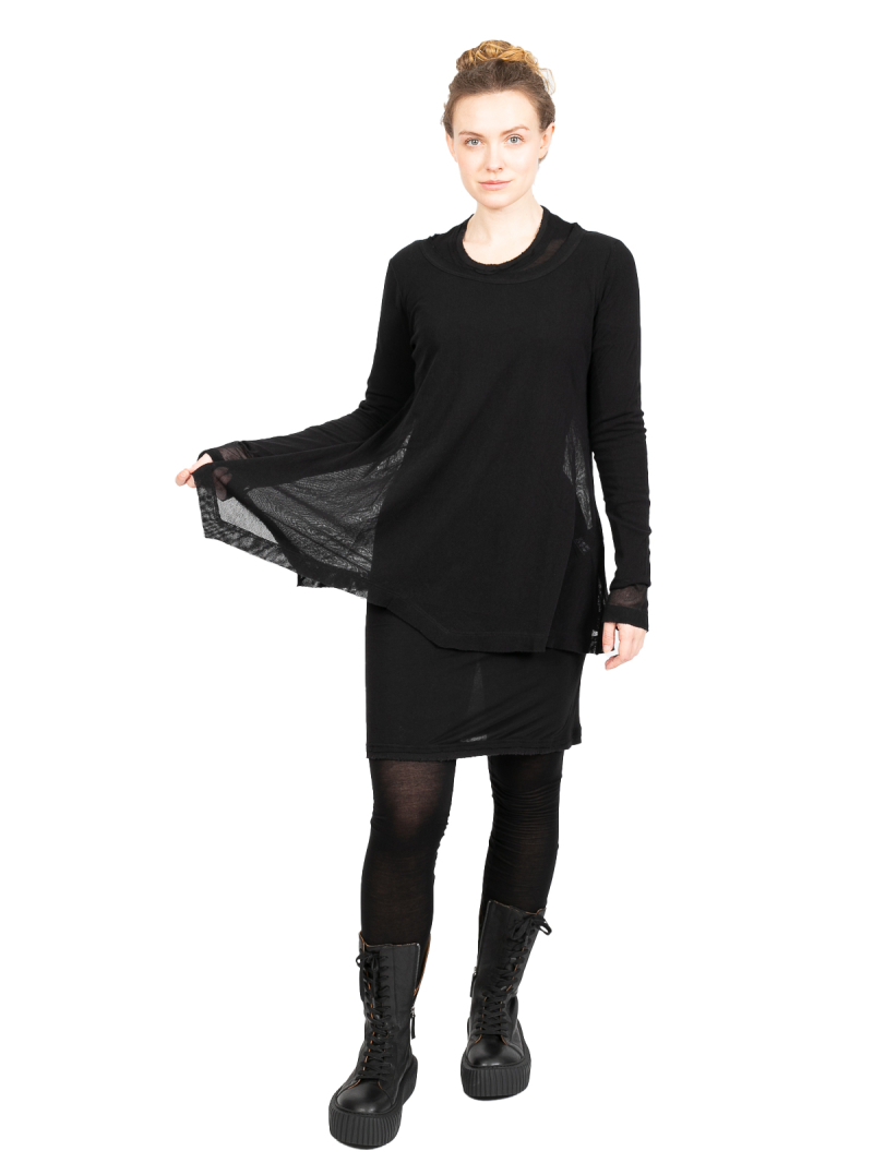 Rundholz - Shirt dress with ribbed trims and wide cuff destroyed look Black - 2241310904
