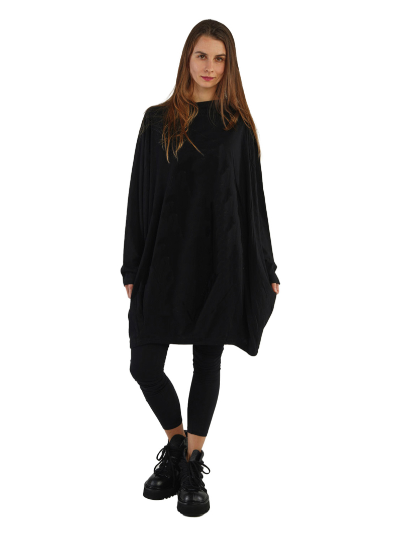 Rundholz Black Label - ShirtKleid in Ballonform mit Falten am Saum Oversize Black - 2243370928