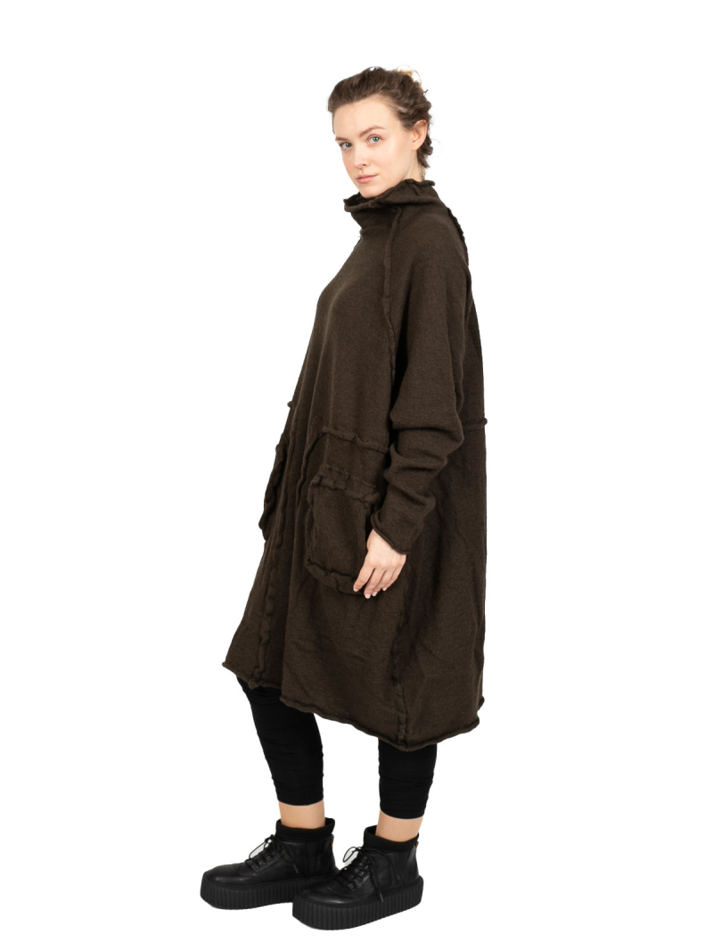 Rundholz Black Label - StrickKleid mit Koffertaschen gekochte Wolle Oversize jungle - 2243897309