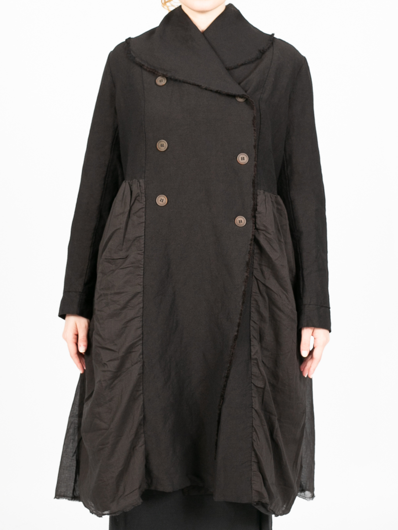 Aequamente - Manteau en lin et laine Black