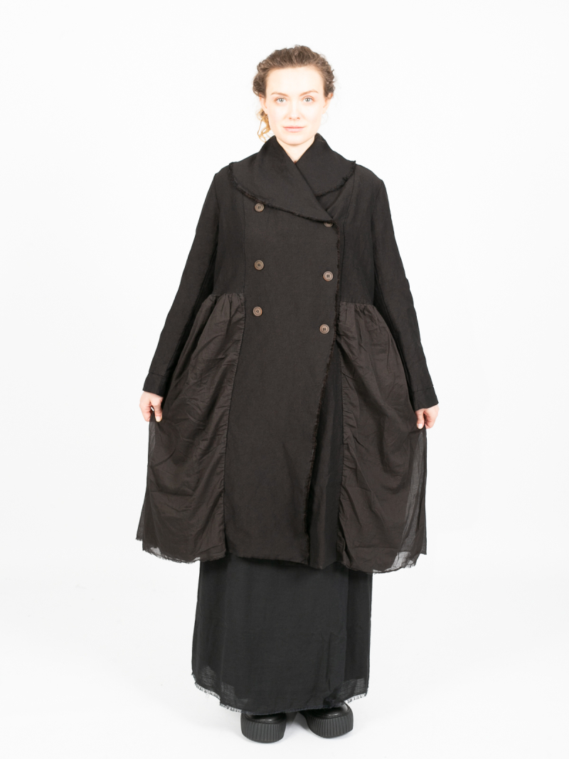 Aequamente - Manteau en lin et laine Black