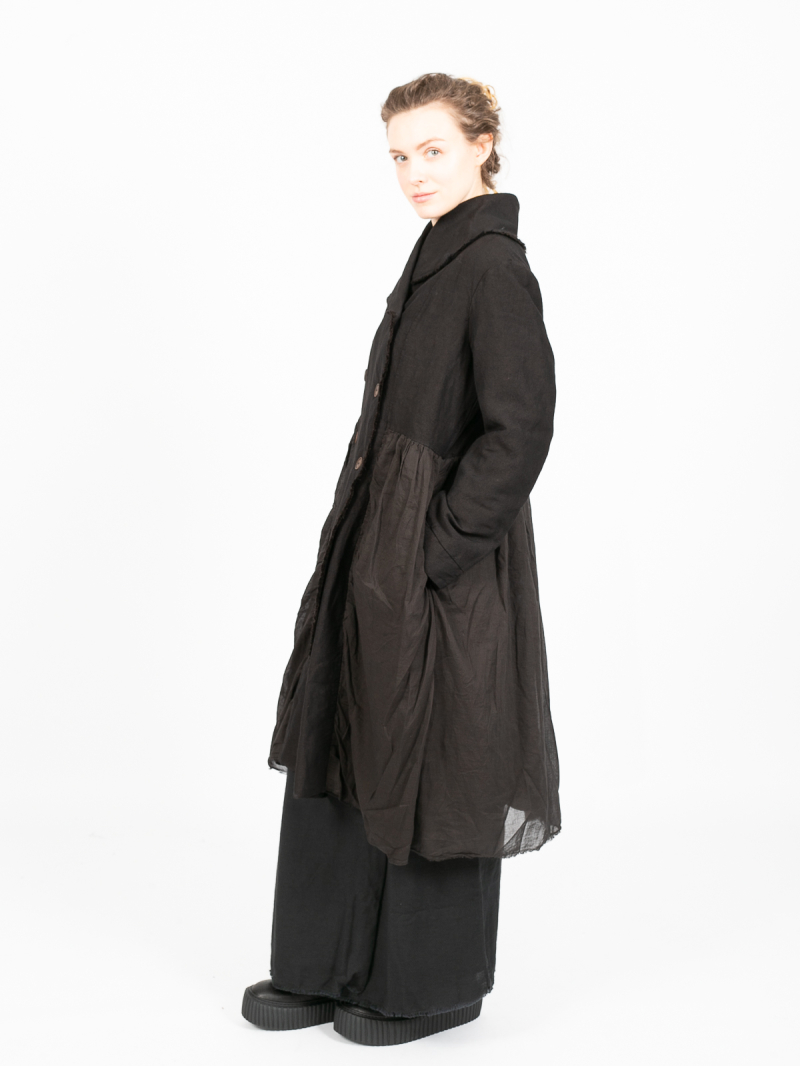 Aequamente - Manteau en lin et laine Black