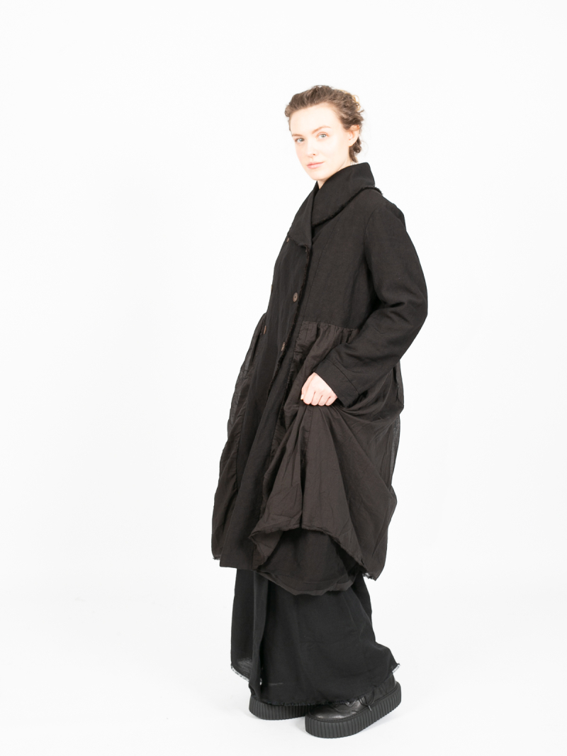 Aequamente - Manteau en lin et laine Black