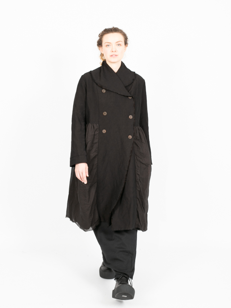 Aequamente - Manteau en lin et laine Black