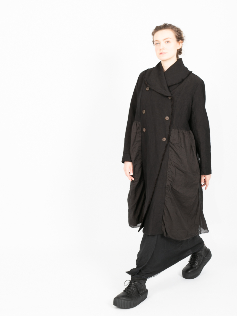 Aequamente - Manteau en lin et laine Black