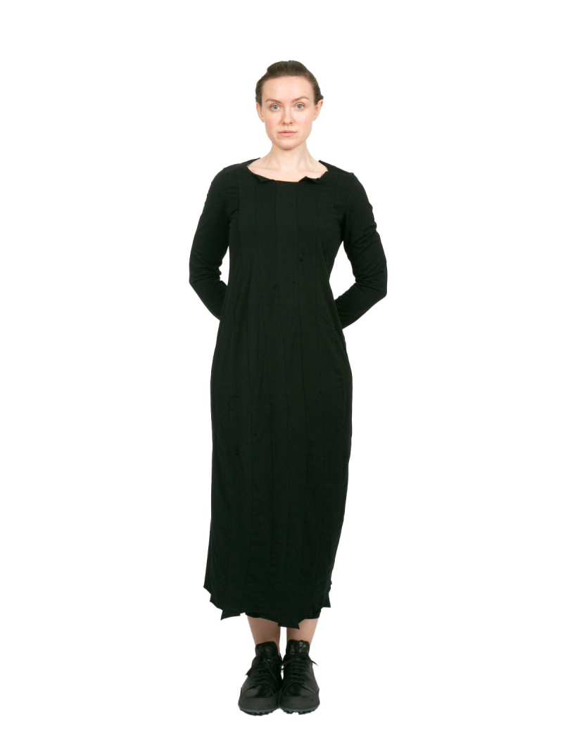 Rundholz Black Label - Tubular dress with decorative seams and offset trims black - 2243470908