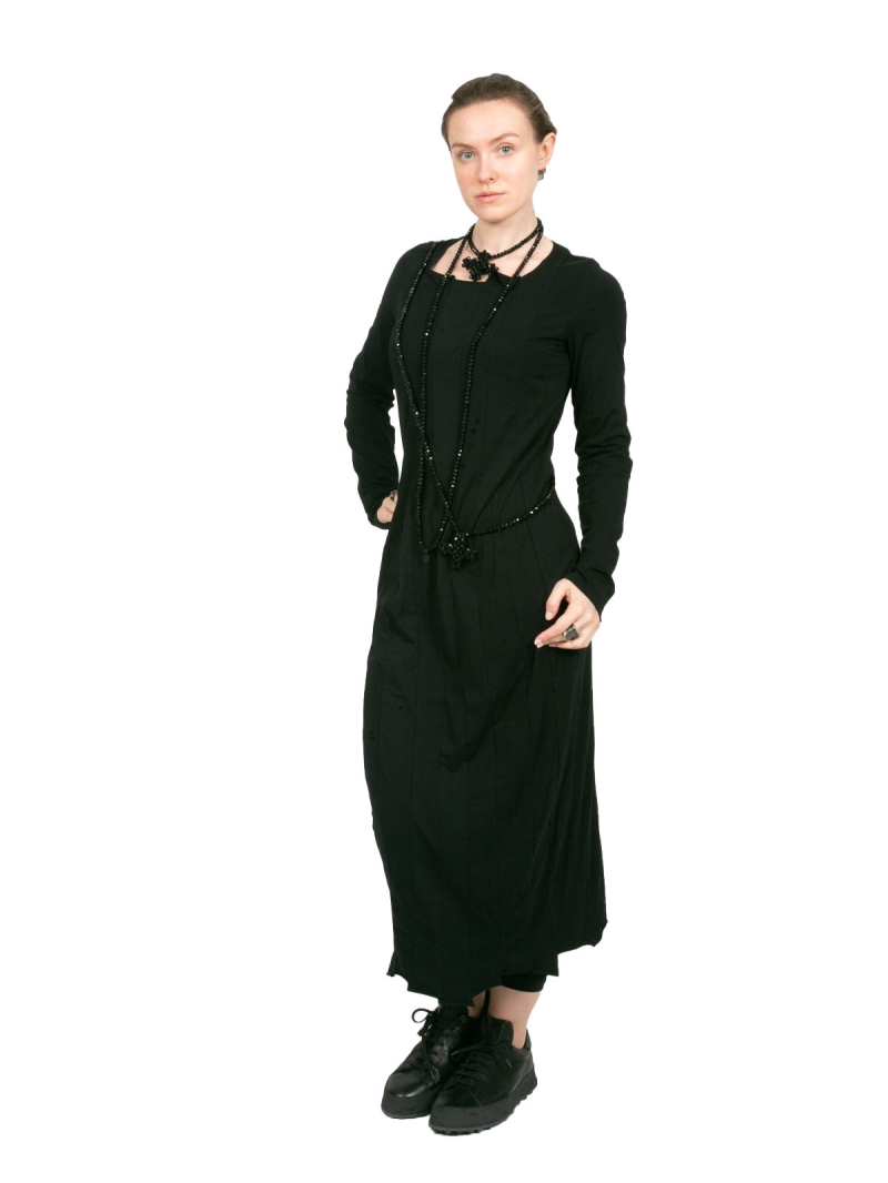 Rundholz Black Label - Tubular dress with decorative seams and offset trims black - 2243470908