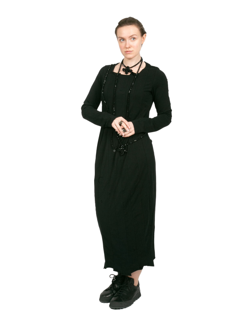 Rundholz Black Label - Tubular dress with decorative seams and offset trims black - 2243470908