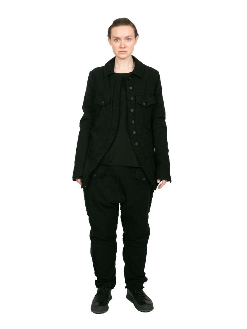 Rundholz - Pantalon étroit avec poches plaquées tissu laine feutré black - 2241010111