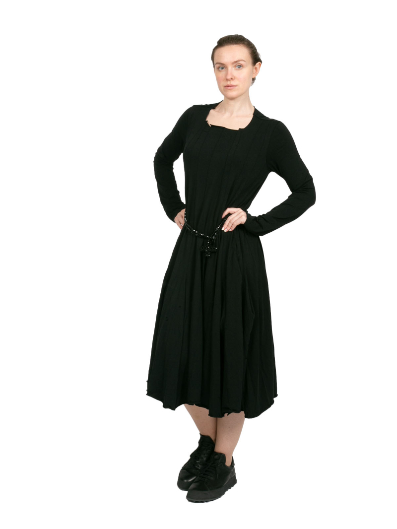 Rundholz Black Label - Dress with decorative seams and offset hems black - 2243470904