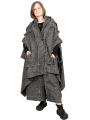 Rundholz - Große Weste Cape mit Applikationen Wollstoff Black Melange - 2241253910