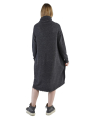 Rundholz DIP - StrickKleid mit Stehkragen und fransigen Abschlüssen Merino Wolle Black - 2242337305
