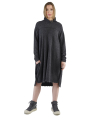 Rundholz DIP - StrickKleid mit Stehkragen und fransigen Abschlüssen Merino Wolle Black - 2242337305