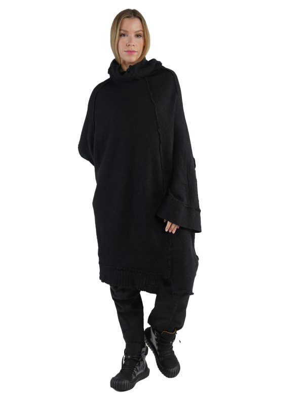 Rundholz DIP - StrickKleid mit halsfernem Stehkragen und weiten Ärmeln Oversize Black - 2242687304